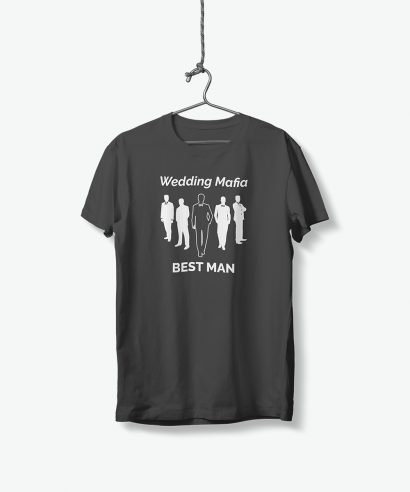 Poklon za vjenčanje Majica za momačku Wedding Mafia - BEST MAN, crna majica bijeli tisak