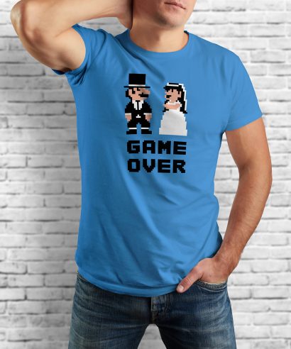 Poklon za vjenčanje Majica za momačku Game over, plava majca