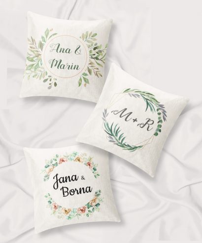 Personalizirani poklon za vjenčanje Set ukrasnih jastuka Nature, Lavander i Little Flower