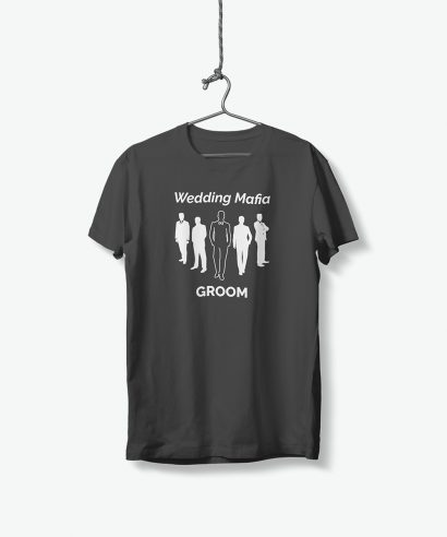 Poklon za vjenčanje Majica za momačku Wedding Mafia - GROOM, crna majica bijeli tisak