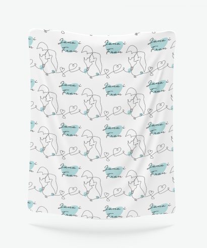 Poklon za vjenčanje Mala personalizirana deka Love, zeleni tisak