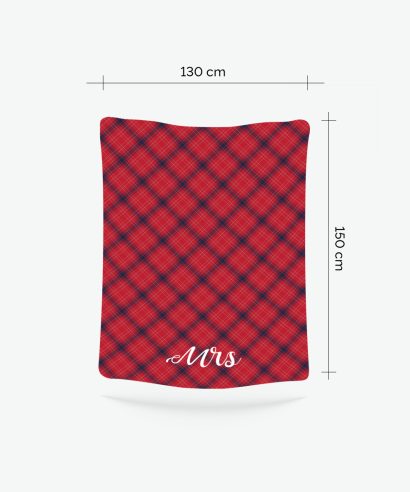 Poklon za vjenčanje Mala ukrasna deka Karirana Mrs., crvena, 130x150 cm
