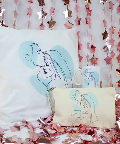 Vjenčani poklon Kozmetička torbica, Ukrasni jastuk i Šalica Princeza, zeleni tisak