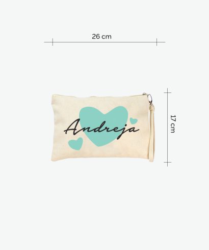 Personalizirani poklon za vjenčanje Kozmetička torbica Tvoje ime, zeleni tisak, 26x17 cm