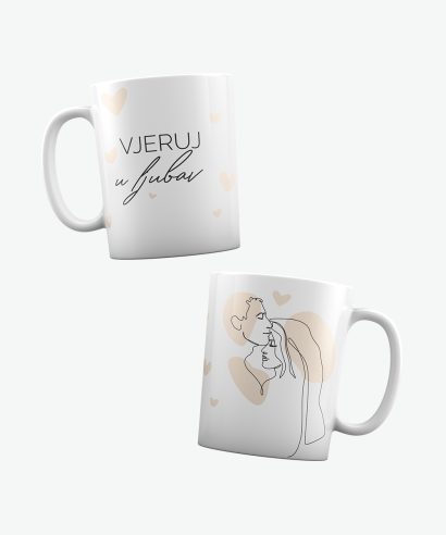 Poklon za vjenčanje Šalica Vjeruj u ljubav, bež tisak