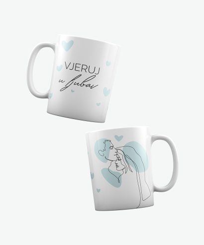 Poklon za vjenčanje Šalica Vjeruj u ljubav, zeleni tisak