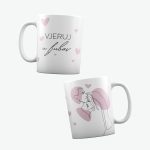 Poklon za vjenčanje Šalica Vjeruj u ljubav, rozi tisak
