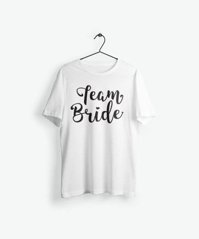 Poklon za vjenčanje Majica za djevojačku Team Bride, crni tisak