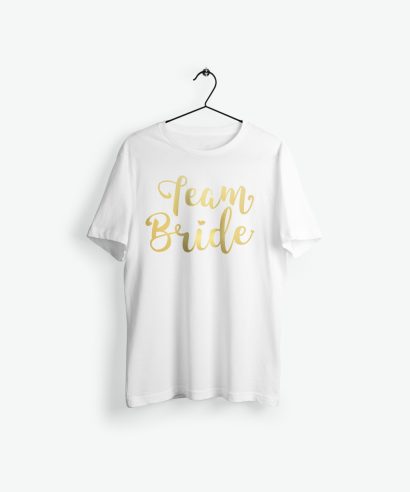 Poklon za vjenčanje Majica za djevojačku Team Bride, zlatni tisak