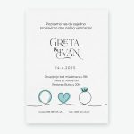 Pozivnica za vjenčanje Prstenje, zeleni tisak