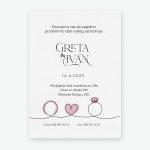 Pozivnica za vjenčanje Prstenje, rozi tisak