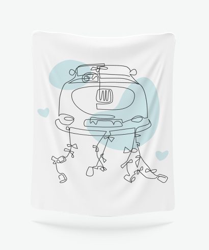 Poklon za vjenčanje Mala ukrasna deka Just Married, zeleni tisak