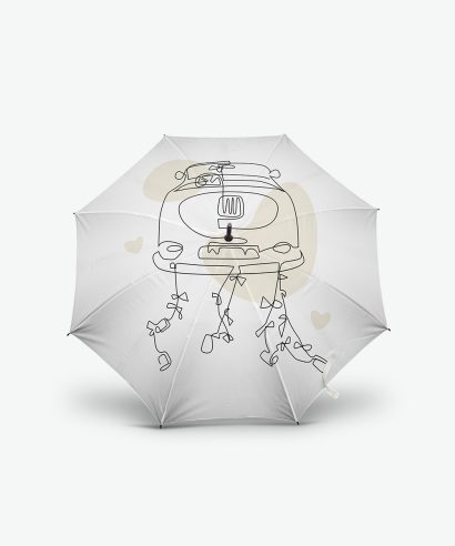 Poklon za vjenčanje Kišobran za vjenčanje Just Married s bež tiskom