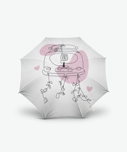 Poklon za vjenčanje Kišobran za vjenčanje Just Married s rozim tiskom