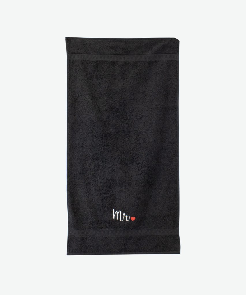 Poklon za vjenčanje Veliki crni ručnik Mr., 50x100 cm