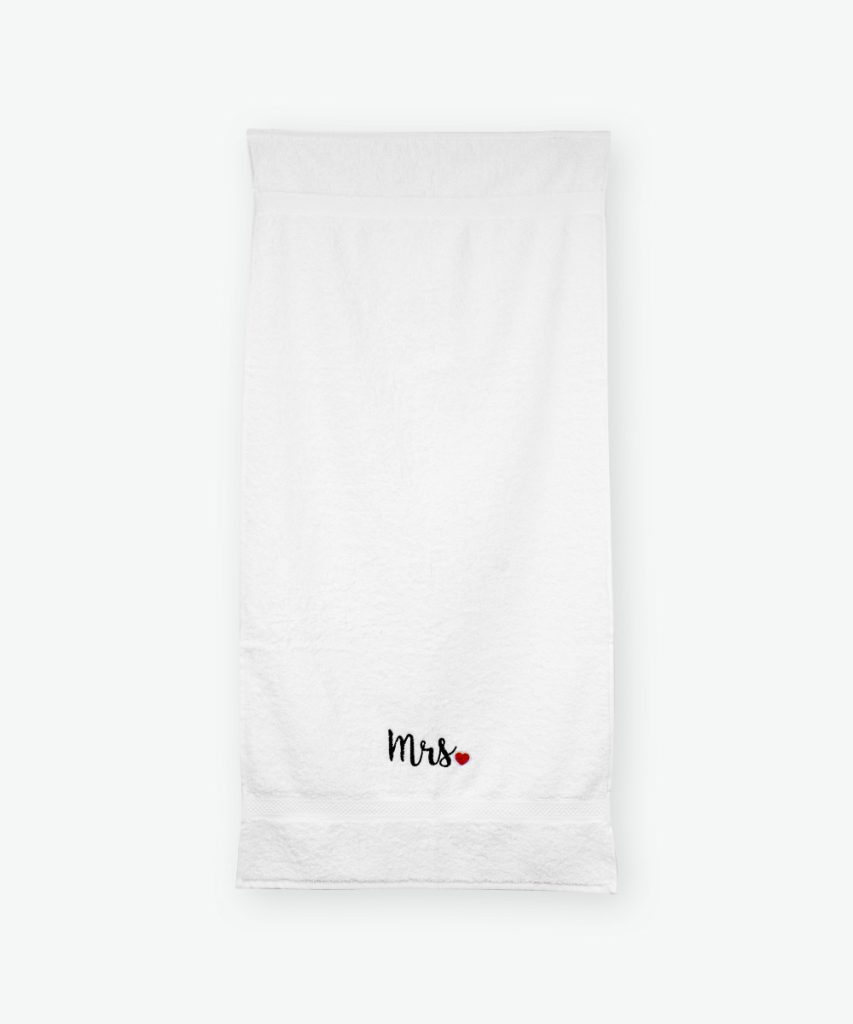 Poklon za vjenčanje Ručnik bijeli Mrs., 50x100 cm
