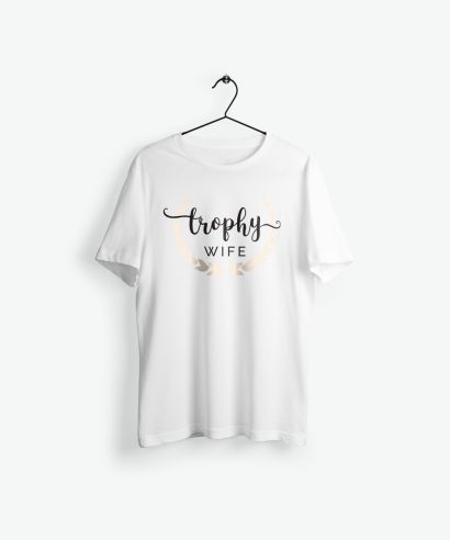 Poklon za vjenčanje Majica za djevojačku Trophy wife, bež tisak