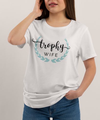 Poklon za vjenčanje Majica za djevojačku Trophy wife, zeleni tisak