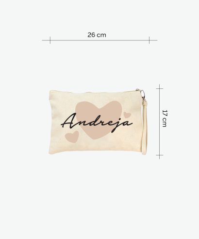 Personalizirani poklon za vjenčanje Kozmetička torbica Tvoje ime, bež tisak, 26x17 cm