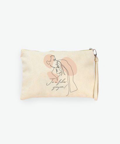 Poklon za vjenčanje Kozmetička torbica Ja u Ljubav vjerujem, bež tisak