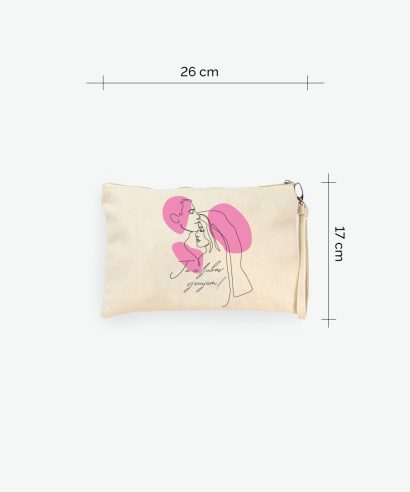 Poklon za vjenčanje Kozmetička torbica Ja u Ljubav vjerujem, rozi tisak, 26x17 cm