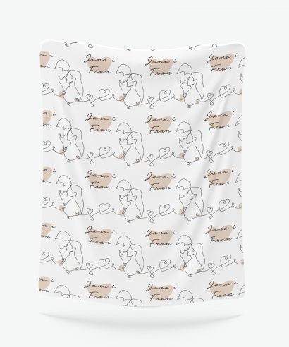 Poklon za vjenčanje Mala personalizirana deka Love, bež tisak