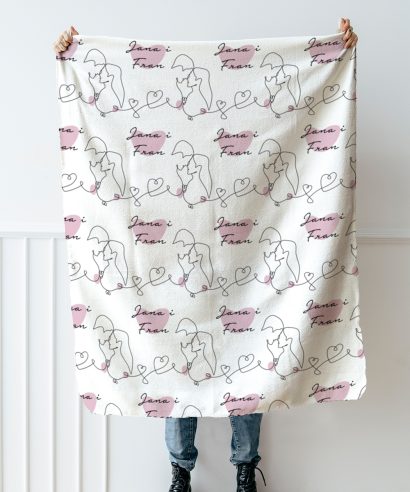 Poklon za mladence Mala personalizirana deka Love, rozi tisak