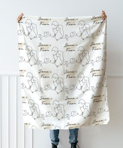Poklon za mladence Mala personalizirana deka Love, bež tisak
