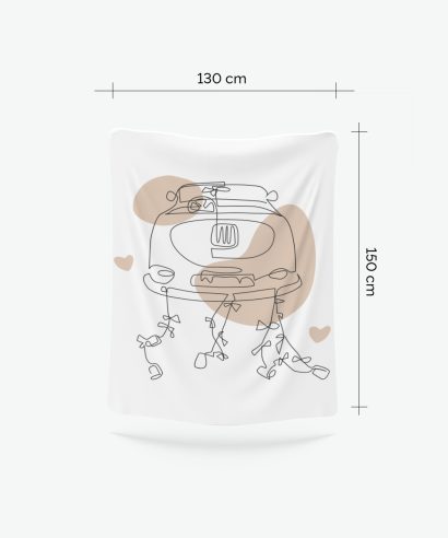 Poklon za vjenčanje Mala ukrasna deka Just Married, bež tisak, 130x150 cm