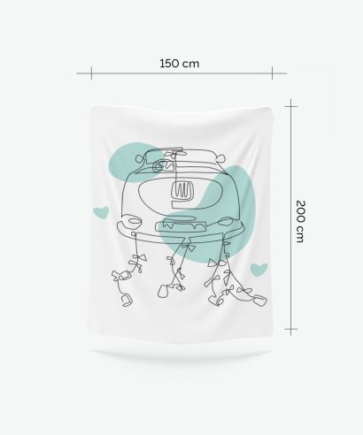 Poklon za vjenčanje Velika ukrasna deka Just Married, zeleni tisak, 150x200 cm