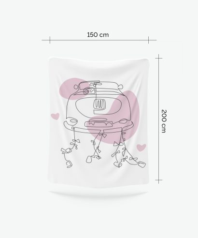 Poklon za vjenčanje Velika ukrasna deka Just Married, rozi tisak, 150x200 cm