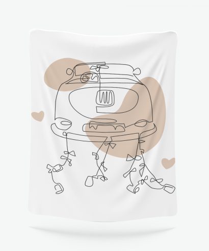 Poklon za vjenčanje Velika ukrasna deka Just Married, bež tisak