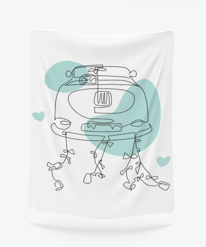 Poklon za vjenčanje Velika ukrasna deka Just Married, zeleni tisak