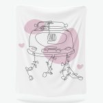 Poklon za vjenčanje Velika ukrasna deka Just Married, rozi tisak