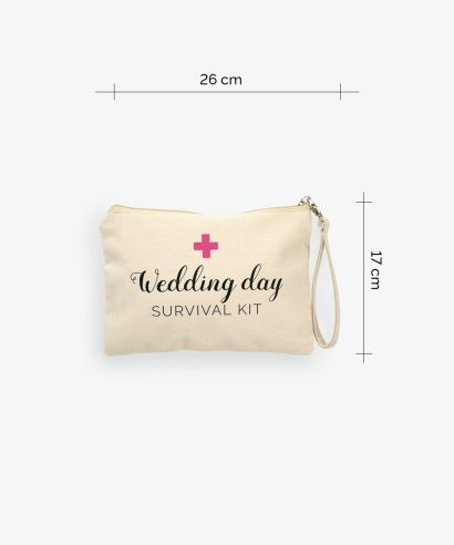 Poklon za vjenčanje Kozmetička torbica Wedding day Survival Kit, rozi tisak, 26x17 cm