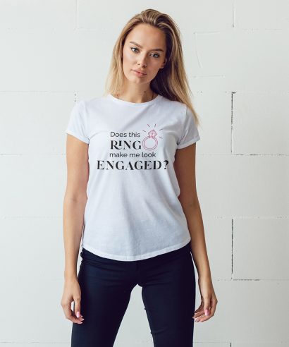 Poklon za mladenku Majica za djevojačku Engaged, rozi tisak