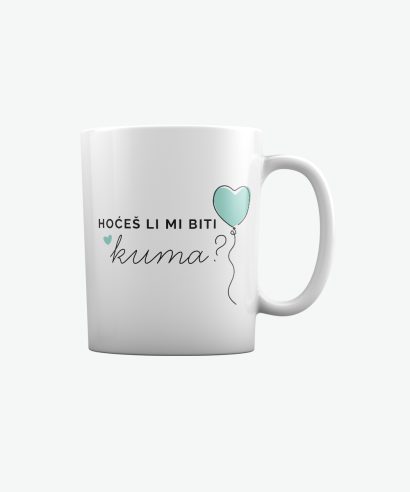 Poklon za vjenčanje Šalica Hoćeš li mi biti kuma, zeleni tisak