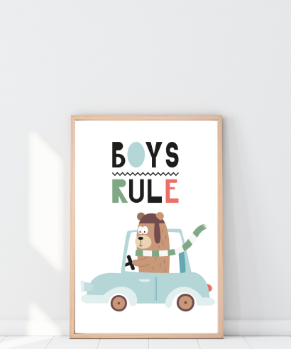 Uokvireni plakat "Boys rule"