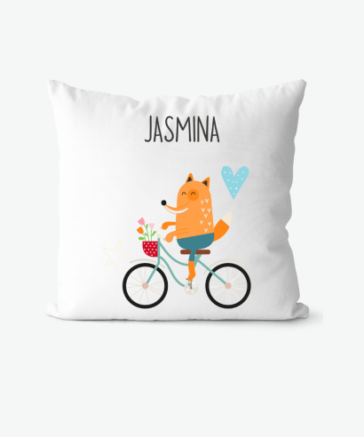 Personalizirani jastuk "Lisica na biciklu"