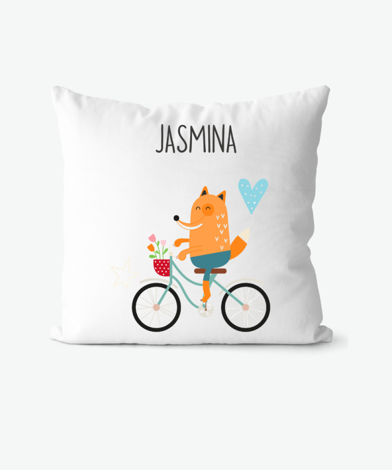 Personalizirani jastuk "Lisica na biciklu"