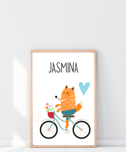 Personalizirani plakat "Lisica na biciklu"
