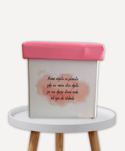 Personalizirani tabure za djecu "Zeko" - roze boje - stražnja strana