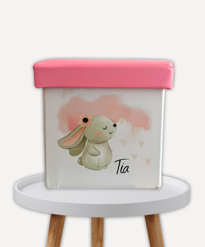 Personalizirani tabure za djecu "Zeko" - roze boje