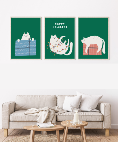 Set božićnih plakata "Mačji Božić"