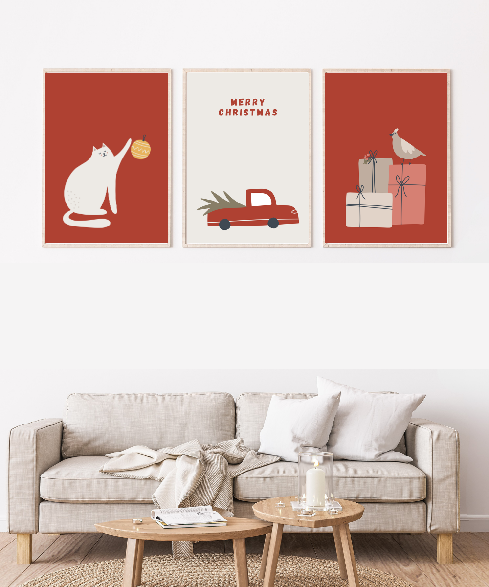 Set plakata "Božićna čarolija" u drvenim okvirima Set plakata "Božićna čarolija" u drvenim okvirima