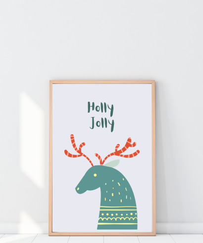Set plakata "Holly Jolly" - jelen