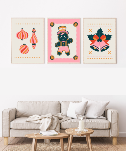 Set božićnih plakata "Retro božićni san"