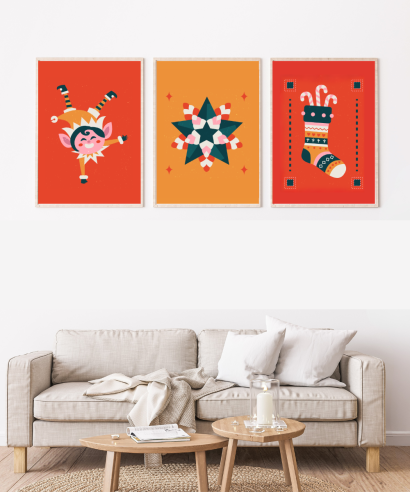 Set božićnih plakata "Blagdanski cirkus"