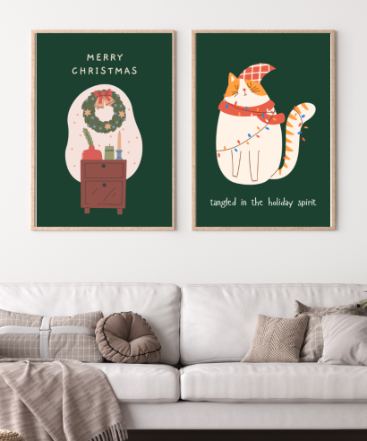 Set božićnih plakata "The Holiday Spirit"