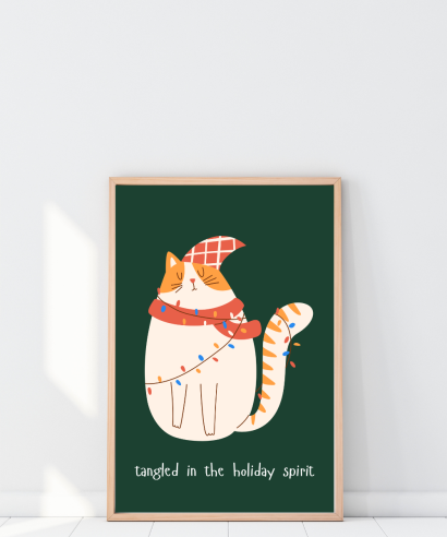 Božićni plakat Vesela mačka - Princeza.hr